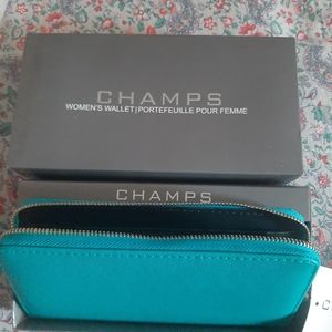 CHAMPS Teal Zip Wallet NEW